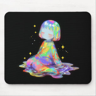 Rainbowcore Sleepy Chibi Drip Dream Mouse Pad