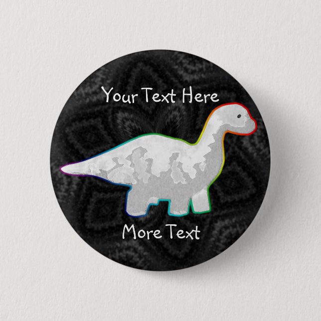 Rainbowed White Dino Button (Front)