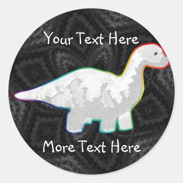 Rainbowed White Dinosaur Stickers (Front)