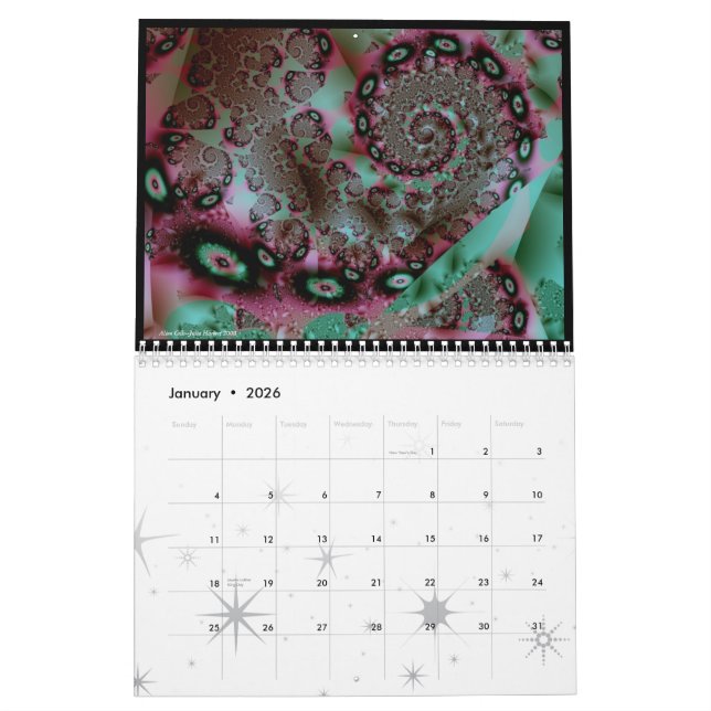 Rainbowjellyfish Fractal Eye-Candy - Customized Calendar (Jan 2026)