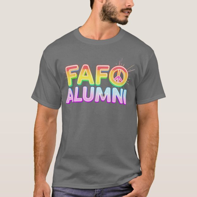 RainbowPeaceFAFOAlumni funny T-Shirt (Front)