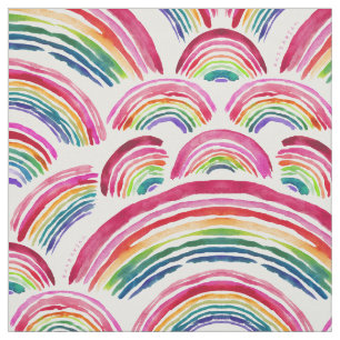 RAINBOWS ABOUND Colorful Watercolor Fabric