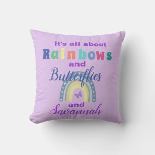 Rainbows And Butterflies Personalized Throw Pillow