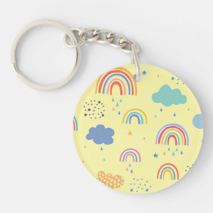 Rainbows and clouds keychain