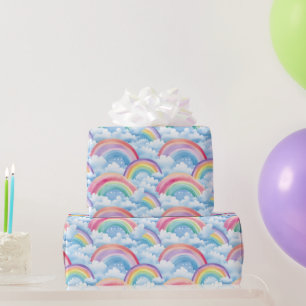 Rainbows and Clouds Pattern Wrapping Paper