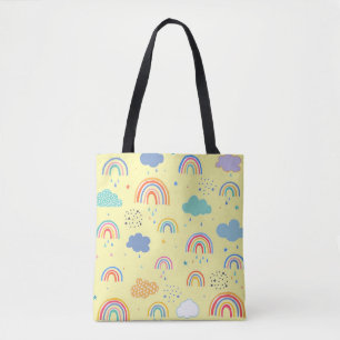 Rainbows and clouds tote bag