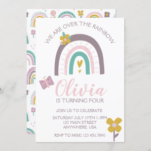 Rainbows and Flowers Birthday Party Invite