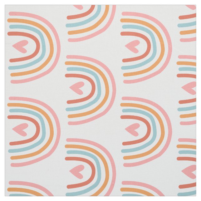 Rainbows and Hearts Fabric (Swatch)