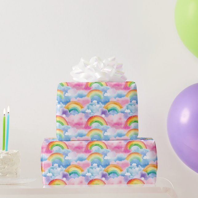  Rainbows and Rainbow Colored Clouds Wrapping Paper (Party Gifts)