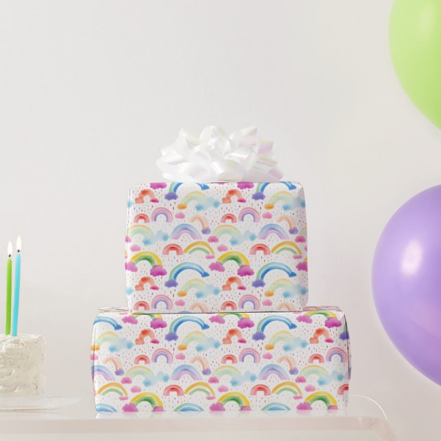  Rainbows and Rainbow Colored Clouds Wrapping Paper (Party Gifts)