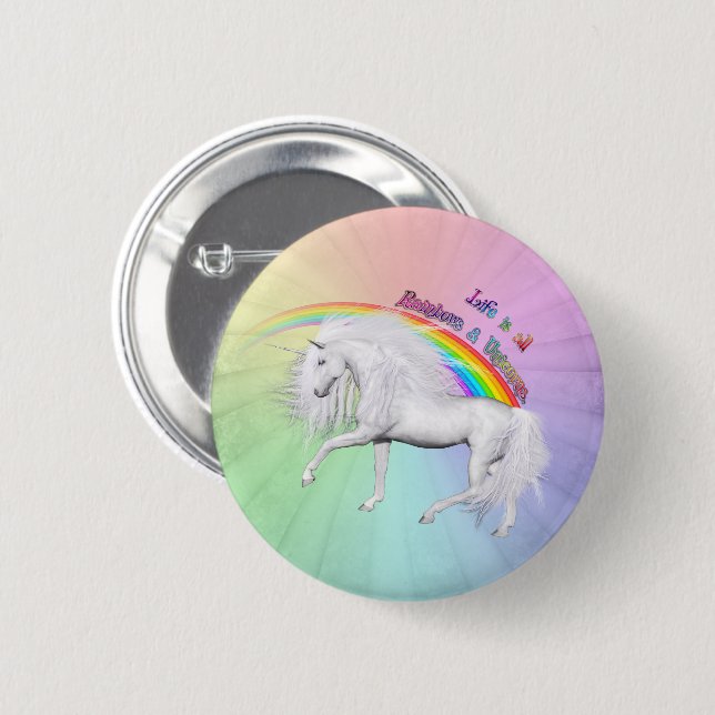Rainbows and Unicorns 2 Inch Round Button (Front & Back)