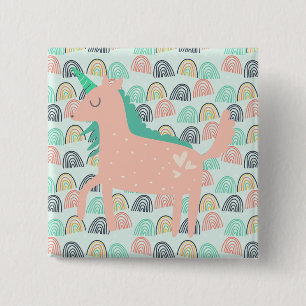Rainbows and Unicorns 2 Inch Square Button