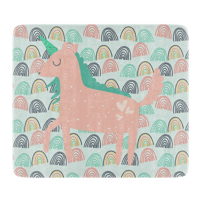 Rainbows and Unicorns Cutting Board (Front)