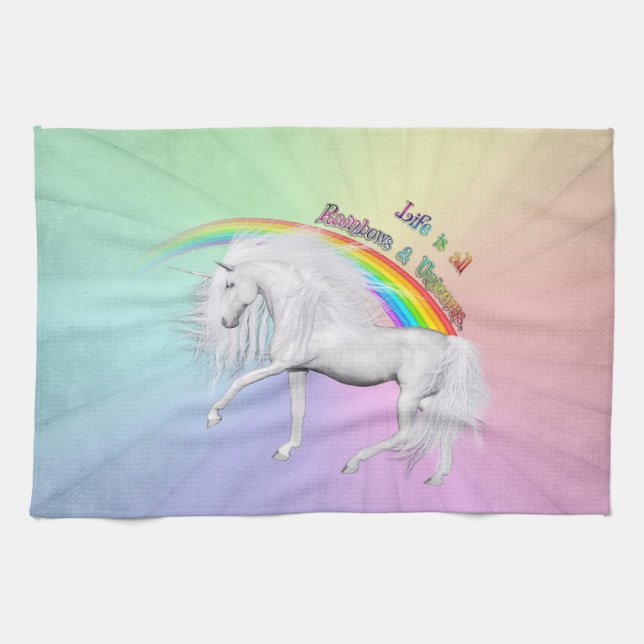 Rainbows and Unicorns Kitchen Towel (Horizontal)