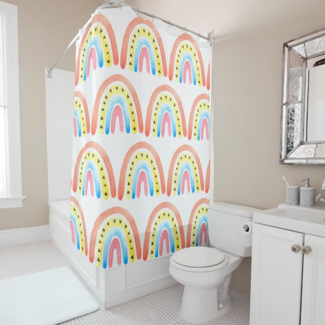 Rainbows Boho Pink Yellow Hearts Name  (In Situ)