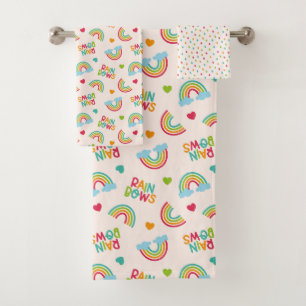 Rainbows & Clouds Pattern Bath Towel Set