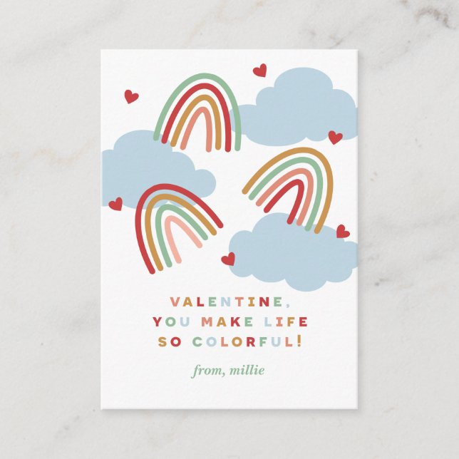 Rainbows Colourful Life Class Valentine Card (Front)