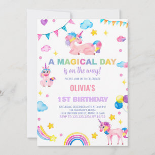Rainbows drapeaux Unicorn Invitations d'anniversai