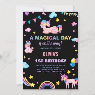 Rainbows drapeaux Unicorn Invitations d'anniversai