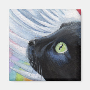 Rainbow's End - Winged Angel Cat Magnet