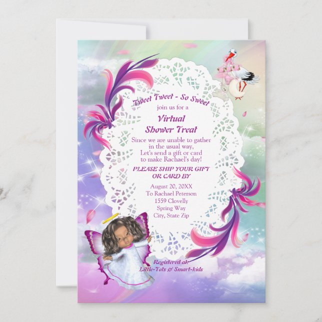Rainbows, Fluffy Clouds, Butterfly Baby Shower Thank You Card (Front)