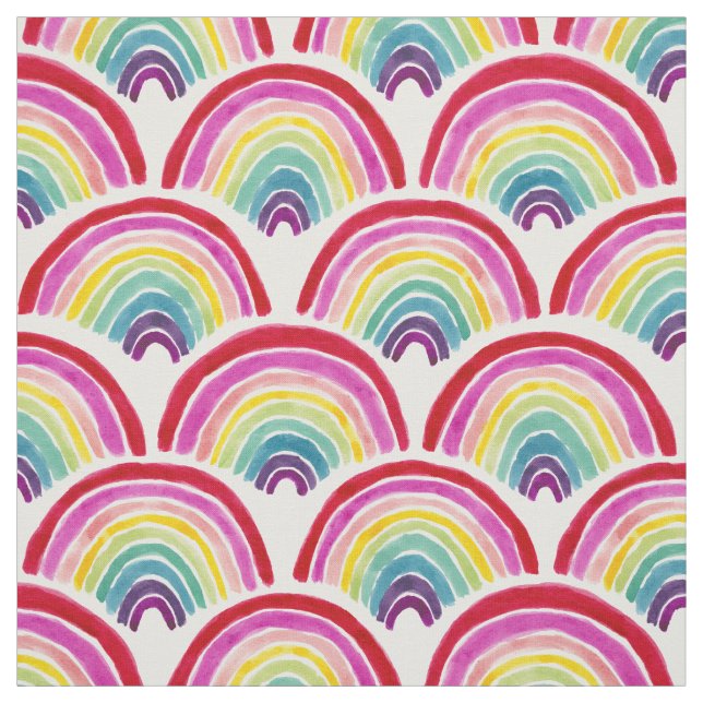 RAINBOWS FOREVER Colourful LGBTQ Pride Scallop Fabric (Swatch)