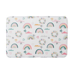 Rainbows & Hearts Pattern Bath Mat