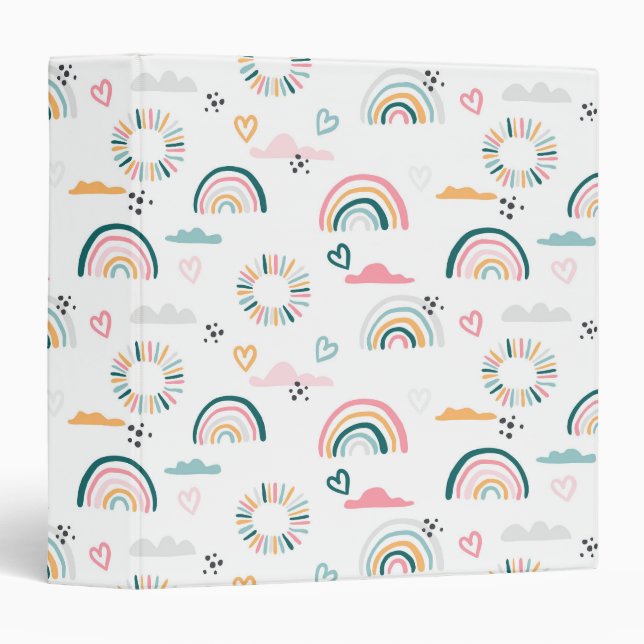 Rainbows & Hearts Pattern Binder (Front/Spine)