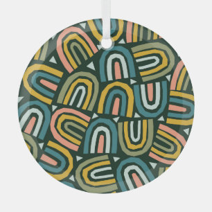 Rainbows in geometric style, vintage pattern. glass ornament