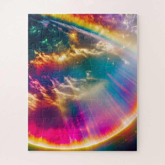 Rainbows Light Shine From Clouds in Starry Sky Jigsaw Puzzle (Vertical)