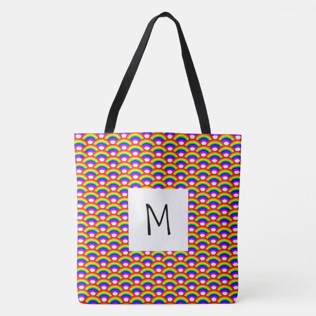 Rainbows Monogram Tote Bag (Front)
