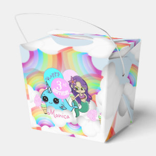 Rainbows Narwhal, Mermaid Party Favor Box