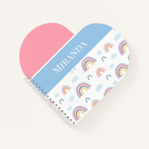 Rainbows Pink Blue Personalized Typography Notebook