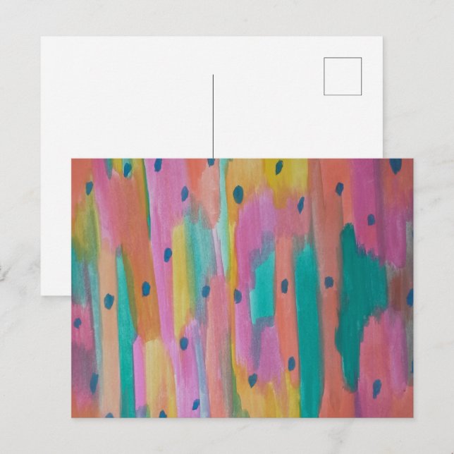 Rainbows & Raindrops Colourful Abstract  Postcard (Front/Back)