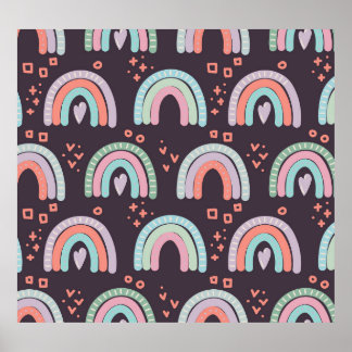 Rainbows & Raindrops: Scandinavian Seamless Poster