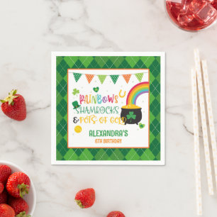 Rainbows, Shamrocks & Pots of Gold Birthday Napkin