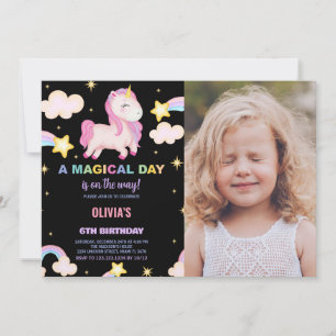 Rainbows Unicorn Anniversaire Invitations avec pho