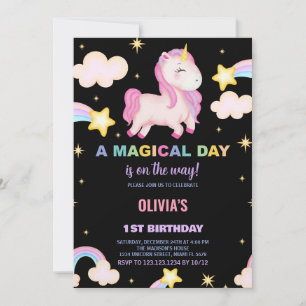 Rainbows Unicorn Invitations d'anniversaire