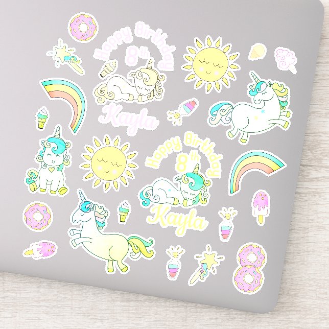 Rainbows, Unicorns Doughnut Personalized Birthday (Detail)