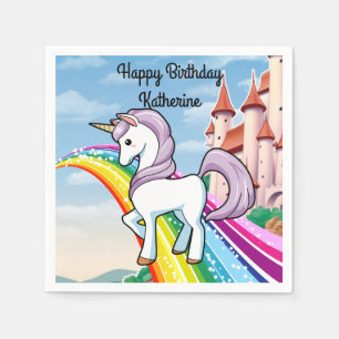 Rainbows & Unicorns Girl's Birthday Party Napkin