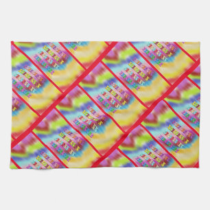 Rainbows with red borders kitchen towel