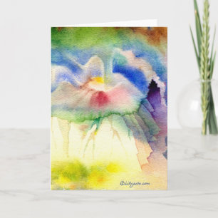 RainbowVolcano Watercolor Greeting and Note Card