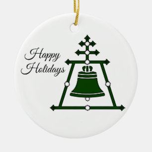 Raincross - Corinne Renee Design - Happy Holidays Ceramic Ornament