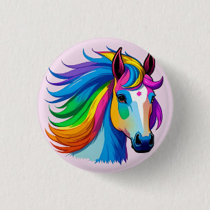 Raindbow Horse 1 Inch Round Button