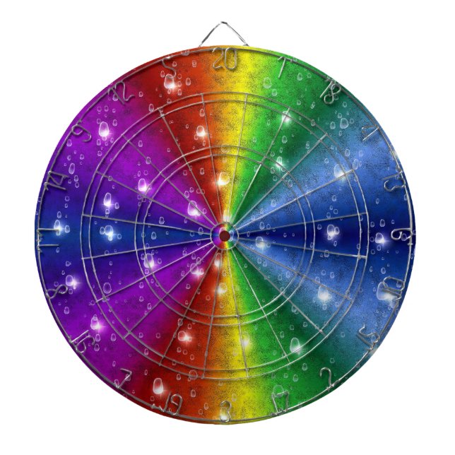 Raindops and Stars on Rainbow Dartboard (Front)
