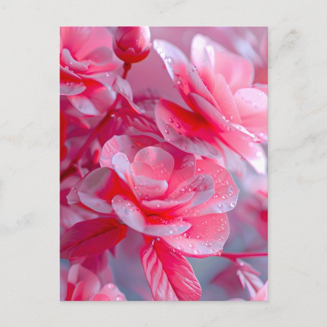 Raindrop Blush Pink Blossom Holiday Postcard (Front)