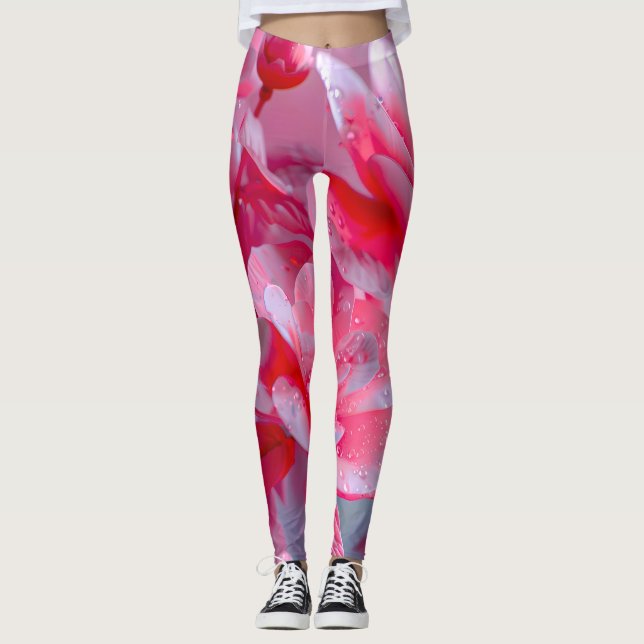 Raindrop Blush Pink Blossom Leggings (Front)