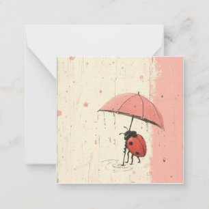 Raindrop Echoes: Minimalist Ladybug Card