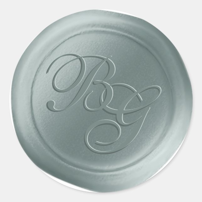 Raindrop Green Double Monogram Wax Seal Stickers (Front)