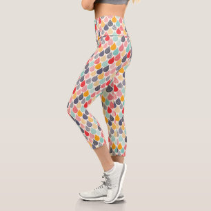 Raindrop Pop Art Dot Pattern Capri Leggings